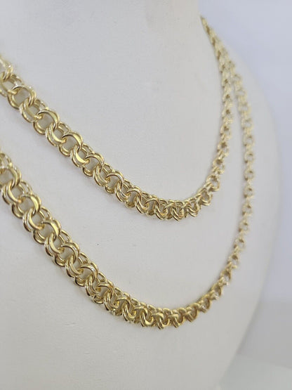 Real 10k Chino ID Chain Necklace Yellow Gold 6mm 18" 20" 22" 24" Genuine - GoldenlinQ