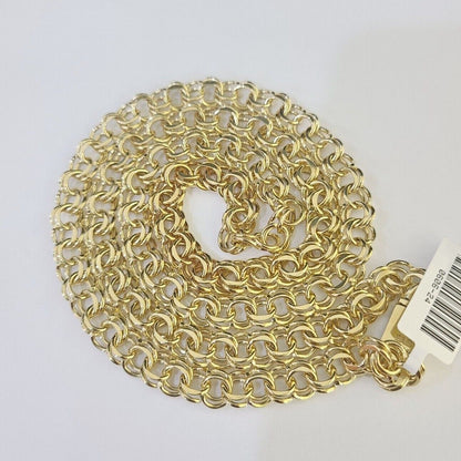 Real 10k Chino ID Chain Necklace Yellow Gold 6mm 18" 20" 22" 24" Genuine - GoldenlinQ