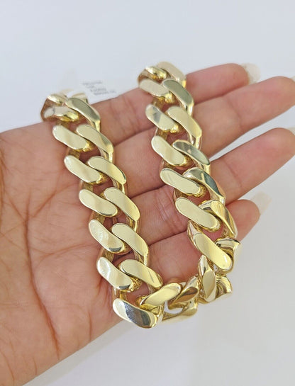 Real 10K Royal Monaco Bracelet Yellow Gold 9" Box Clasp 15mm Genuine - GoldenlinQ
