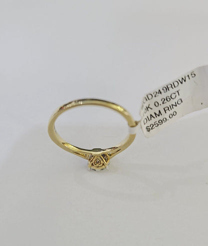 Real 10k Yellow Gold Diamond Ladies Ring Flower Shaped Women Engagement Casual - Reva Jeweler