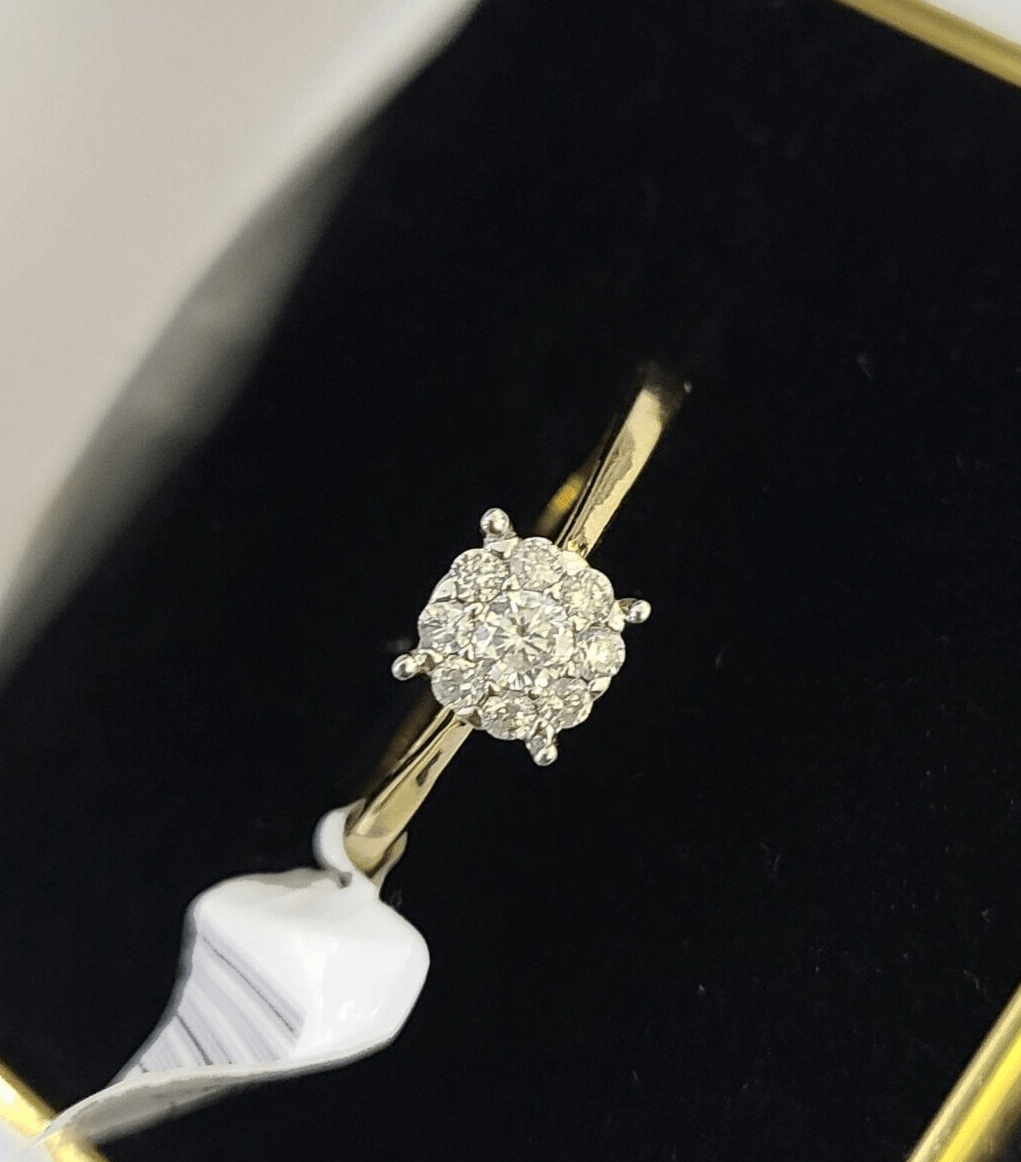 Real 10k Yellow Gold Diamond Ladies Ring Flower Shaped Women Engagement Casual - Reva Jeweler