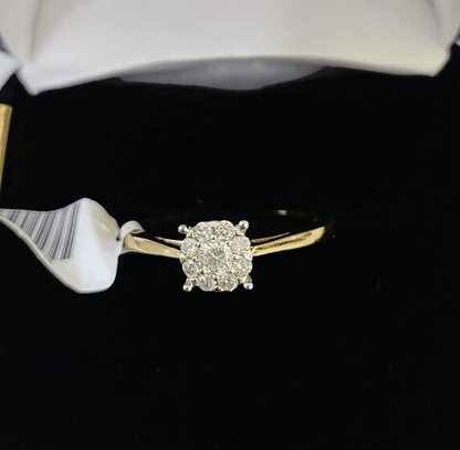 Real 10k Yellow Gold Diamond Ladies Ring Flower Shaped Women Engagement Casual - Reva Jeweler