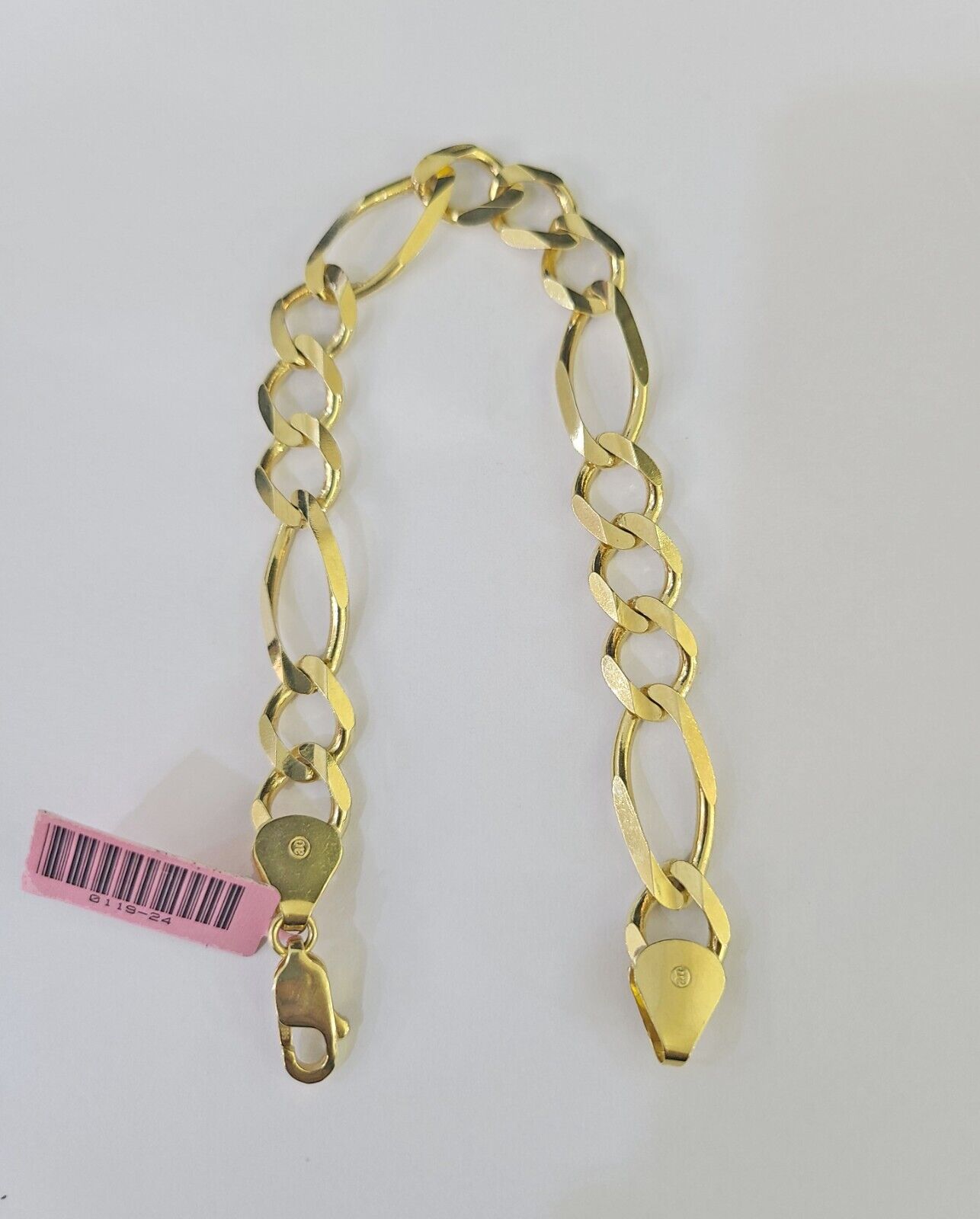 Real 14k Yellow Gold Figaro link Bracelet 9mm 8" Inch Men women Genuine - GoldenlinQ