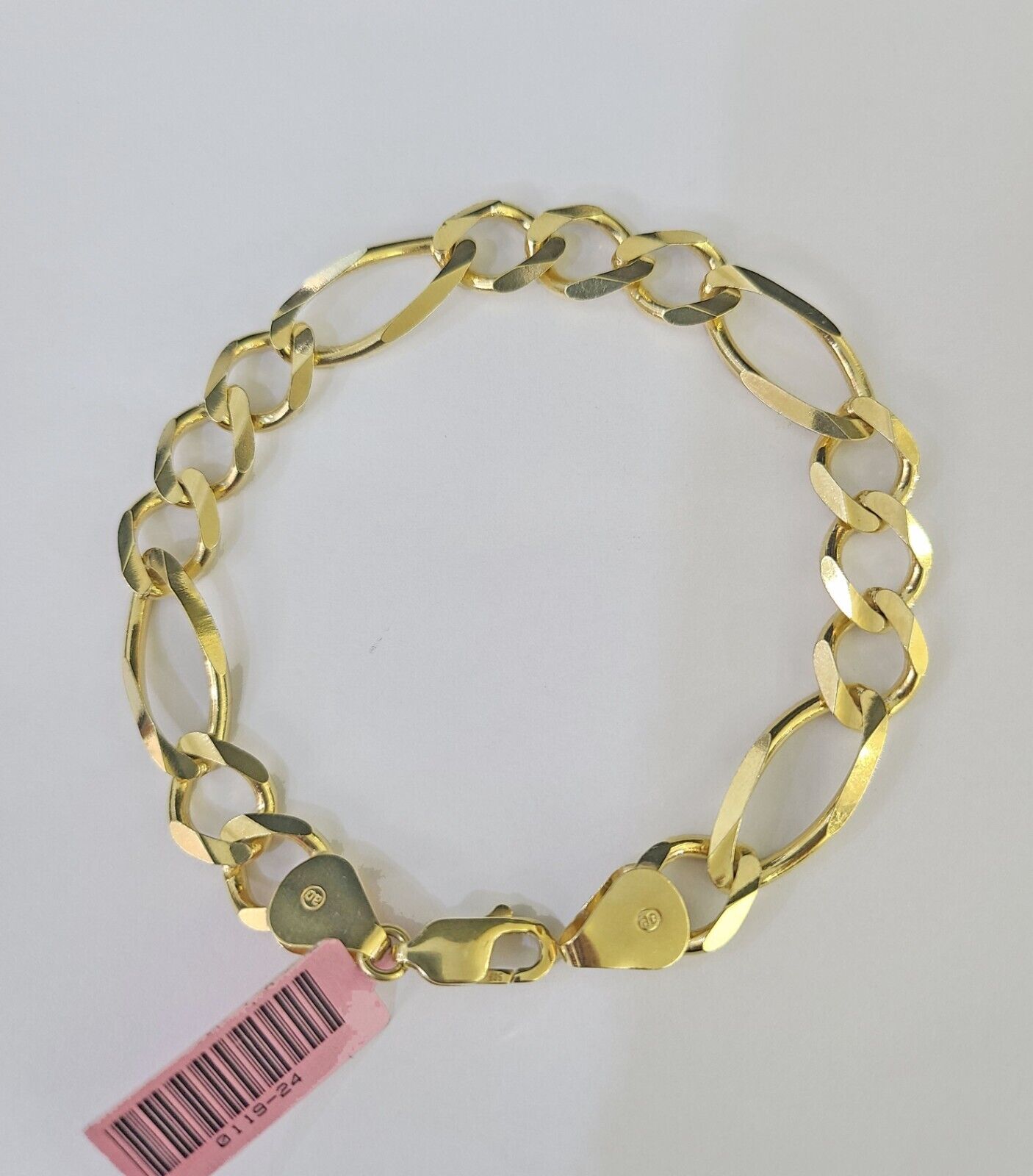 Real 14k Yellow Gold Figaro link Bracelet 9mm 8" Inch Men women Genuine - GoldenlinQ