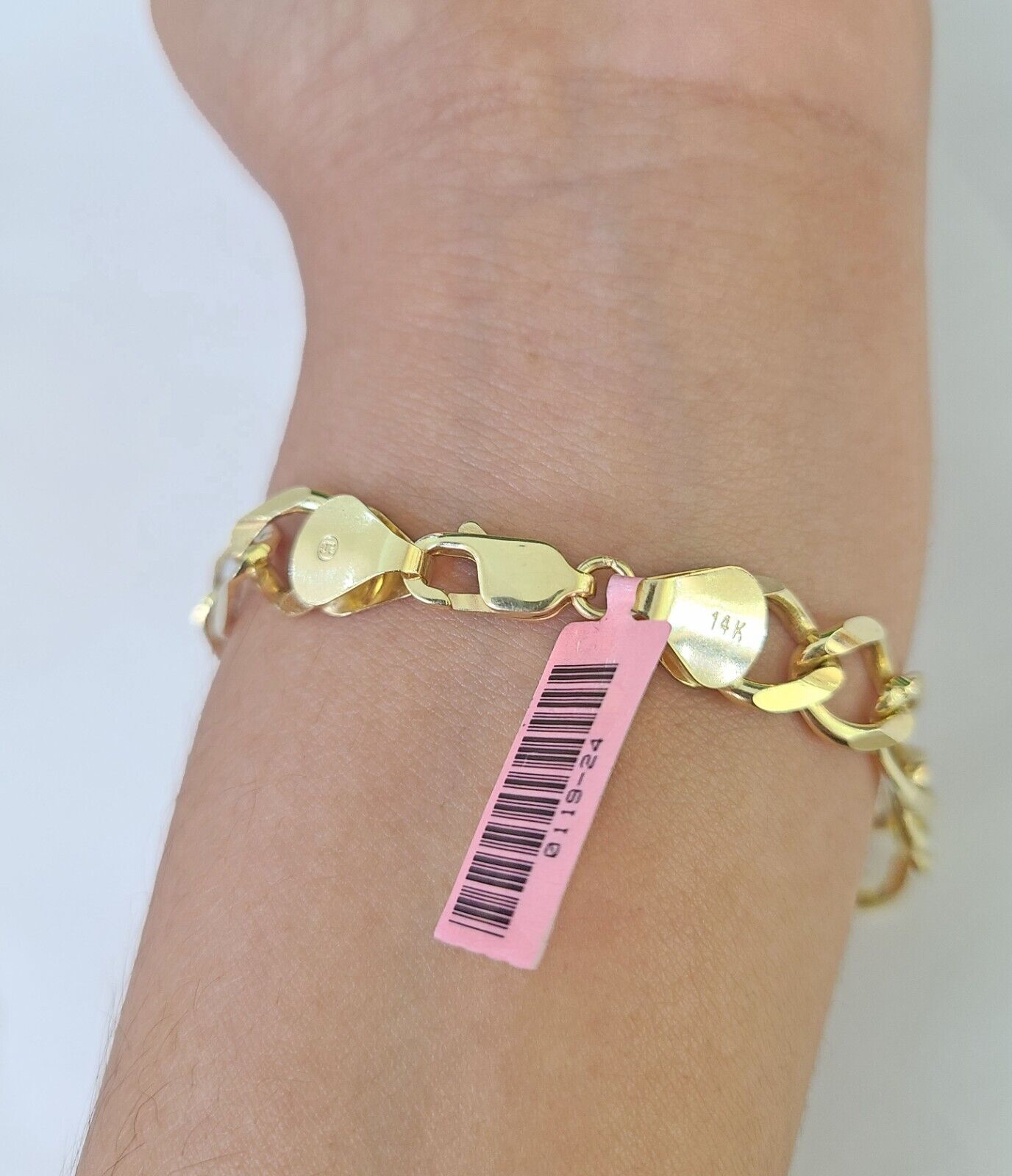 Real 14k Yellow Gold Figaro link Bracelet 9mm 8" Inch Men women Genuine - GoldenlinQ