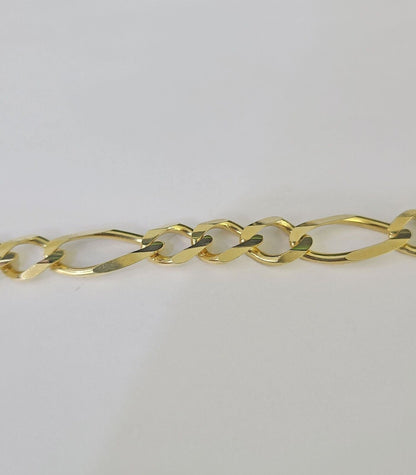 Real 14k Yellow Gold Figaro link Bracelet 9mm 8" Inch Men women Genuine - GoldenlinQ
