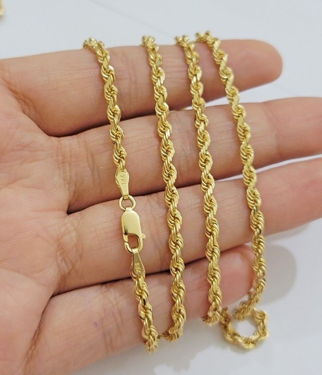 Real 18k Yellow Gold Rope Chain Necklace 3mm 26'' Inch Men Women SOLID HEAVY NEW - Reva Jeweler