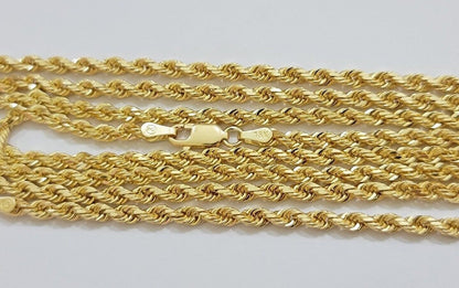 Real 18k Yellow Gold Rope Chain Necklace 3mm 26'' Inch Men Women SOLID HEAVY NEW - Reva Jeweler