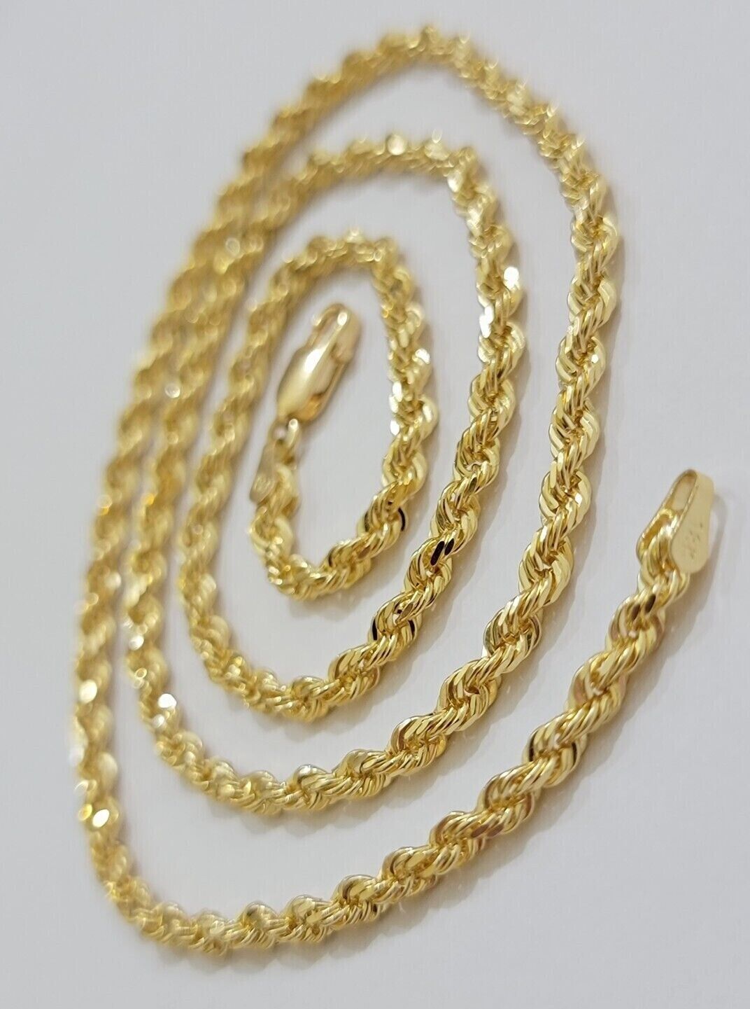 Real 18k Yellow Gold Rope Chain Necklace 3mm 26'' Inch Men Women SOLID HEAVY NEW - Reva Jeweler