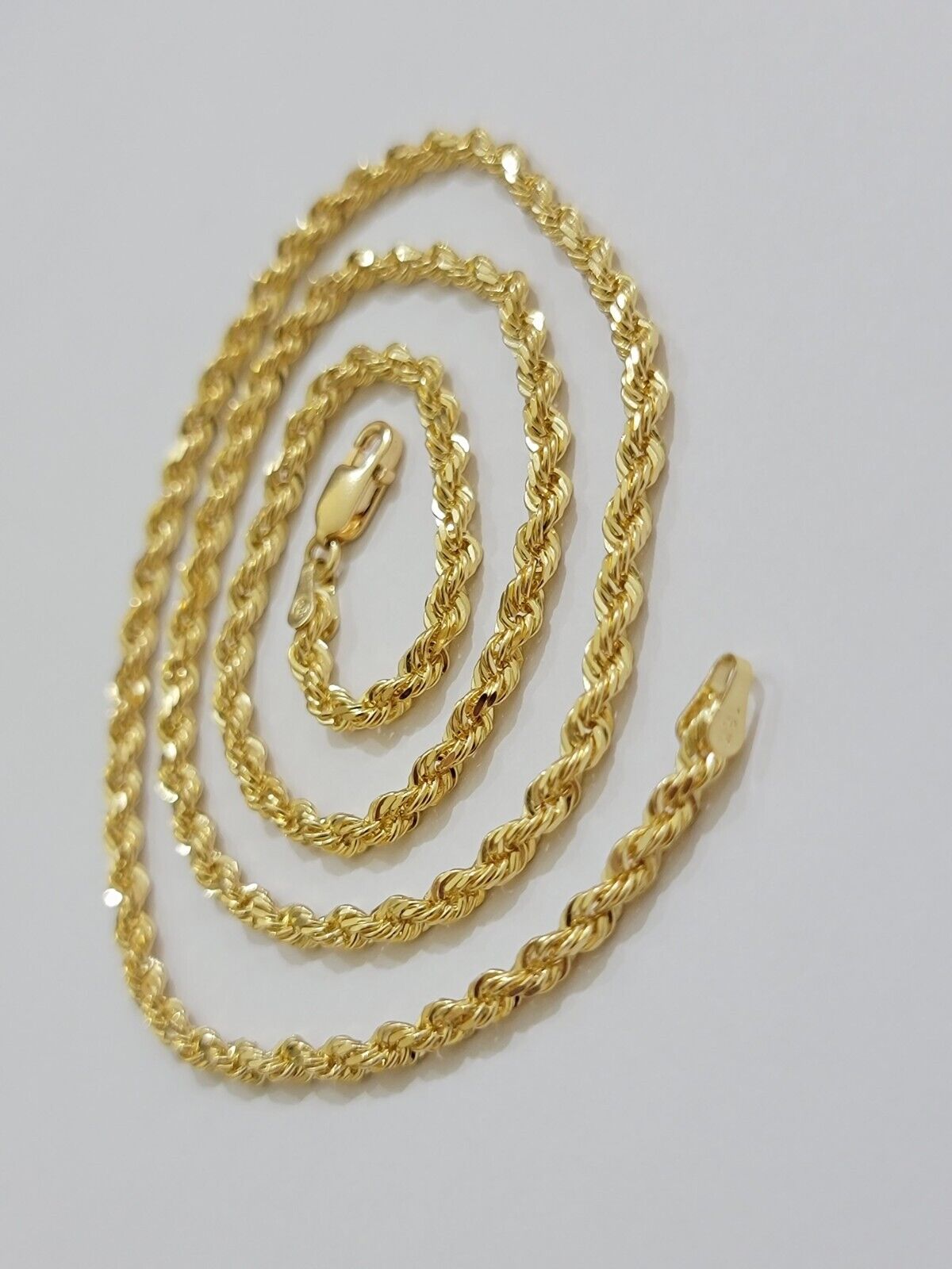Real 18k Yellow Gold Rope Chain Necklace 3mm 26'' Inch Men Women SOLID HEAVY NEW - Reva Jeweler