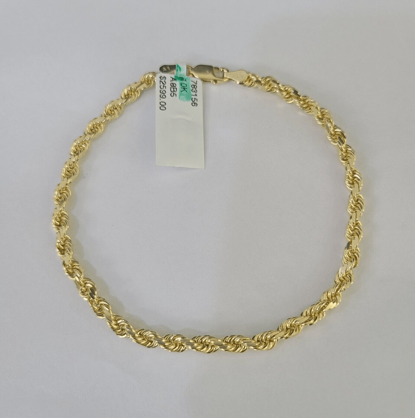 Solid Real 10K Rope Bracelet Yellow Gold 8" Inch 3mm 10kt Real gold men women - GoldenlinQ