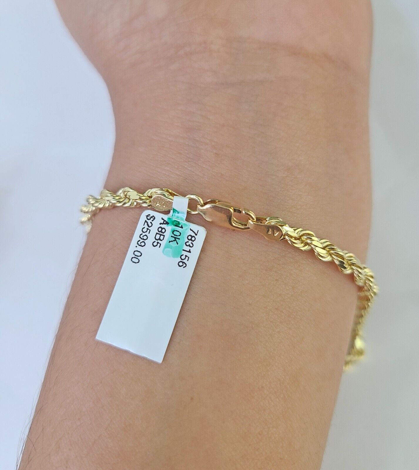 Solid Real 10K Rope Bracelet Yellow Gold 8" Inch 3mm 10kt Real gold men women - GoldenlinQ