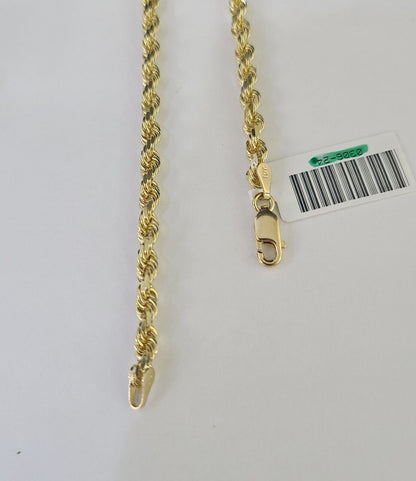 Solid Real 10K Rope Bracelet Yellow Gold 8" Inch 3mm 10kt Real gold men women - GoldenlinQ